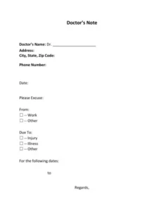 Doctors note template for work Doctors note template