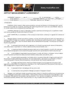 Free Artist Management Contract Template
