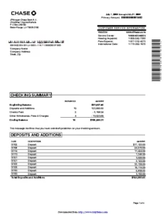 Sample Bank Statement Fillable Template