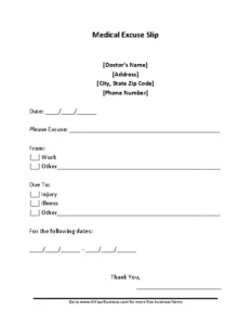 Doctor Note To Return To Work Template