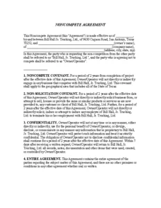 Non compete agreement form fillable legal template